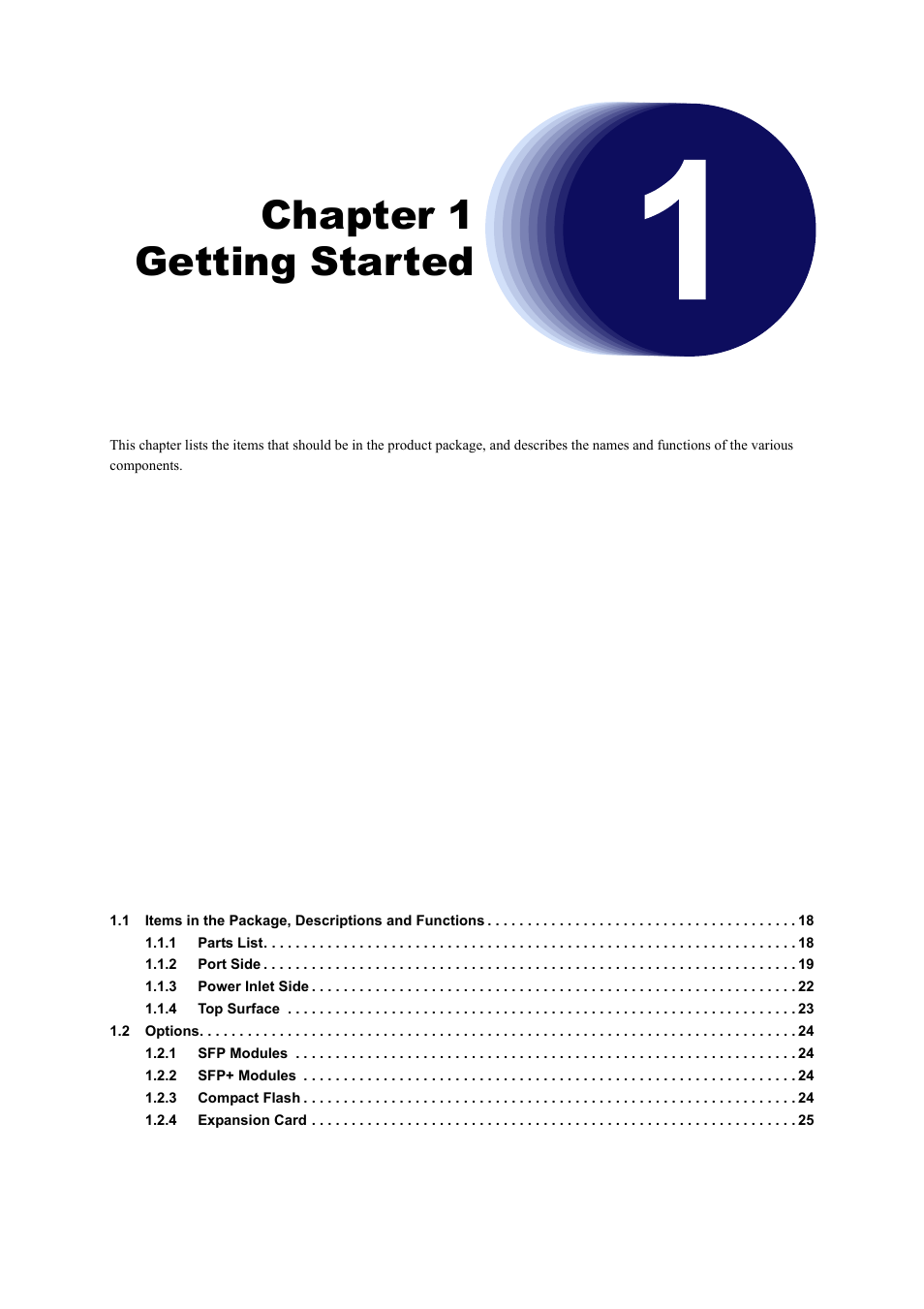 Chapter 1 getting started, Chapter 1, Getting started | FUJITSU XG0224 User Manual | Page 17 / 47