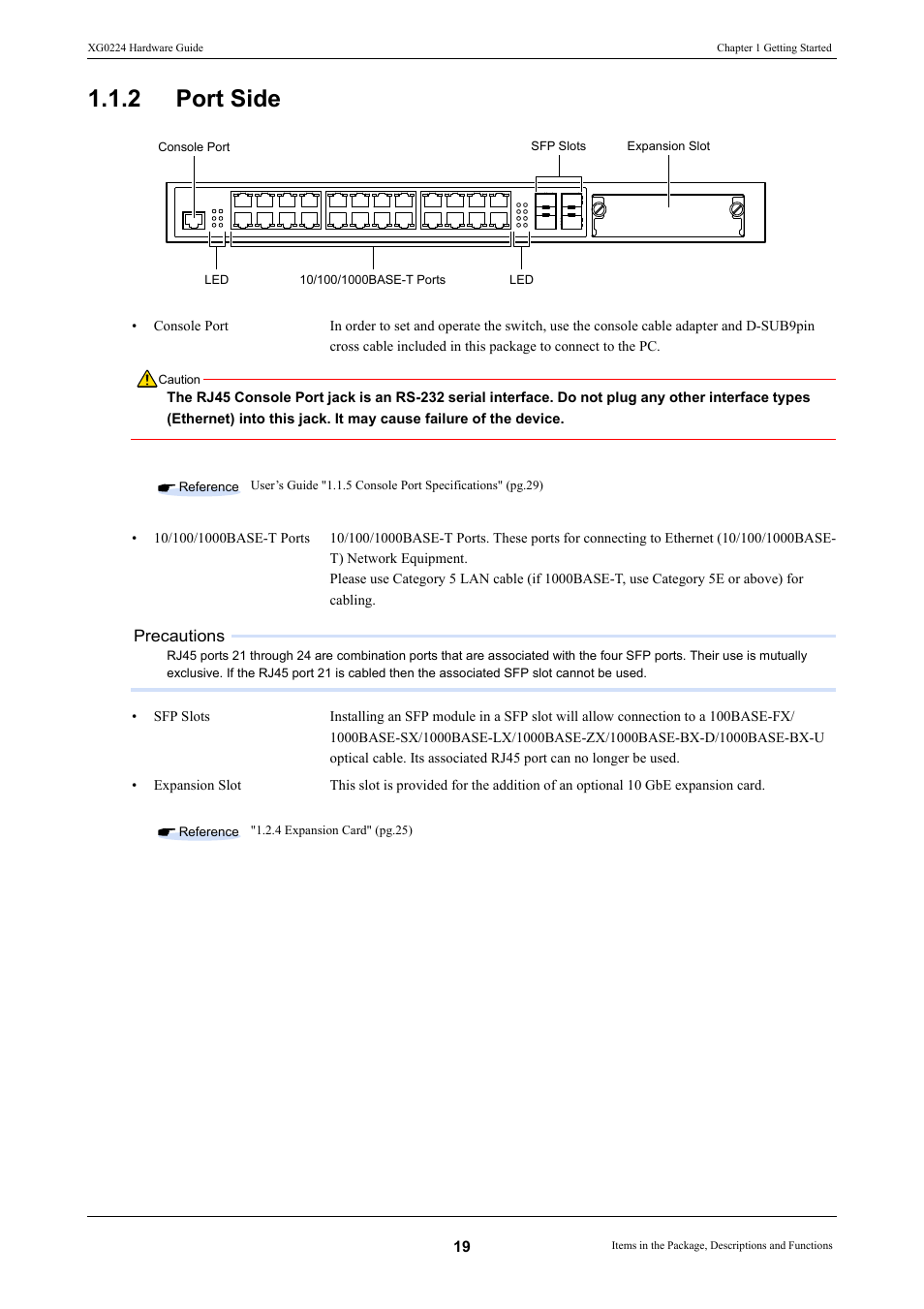 2 port side, Port side | FUJITSU XG0224 User Manual | Page 19 / 47