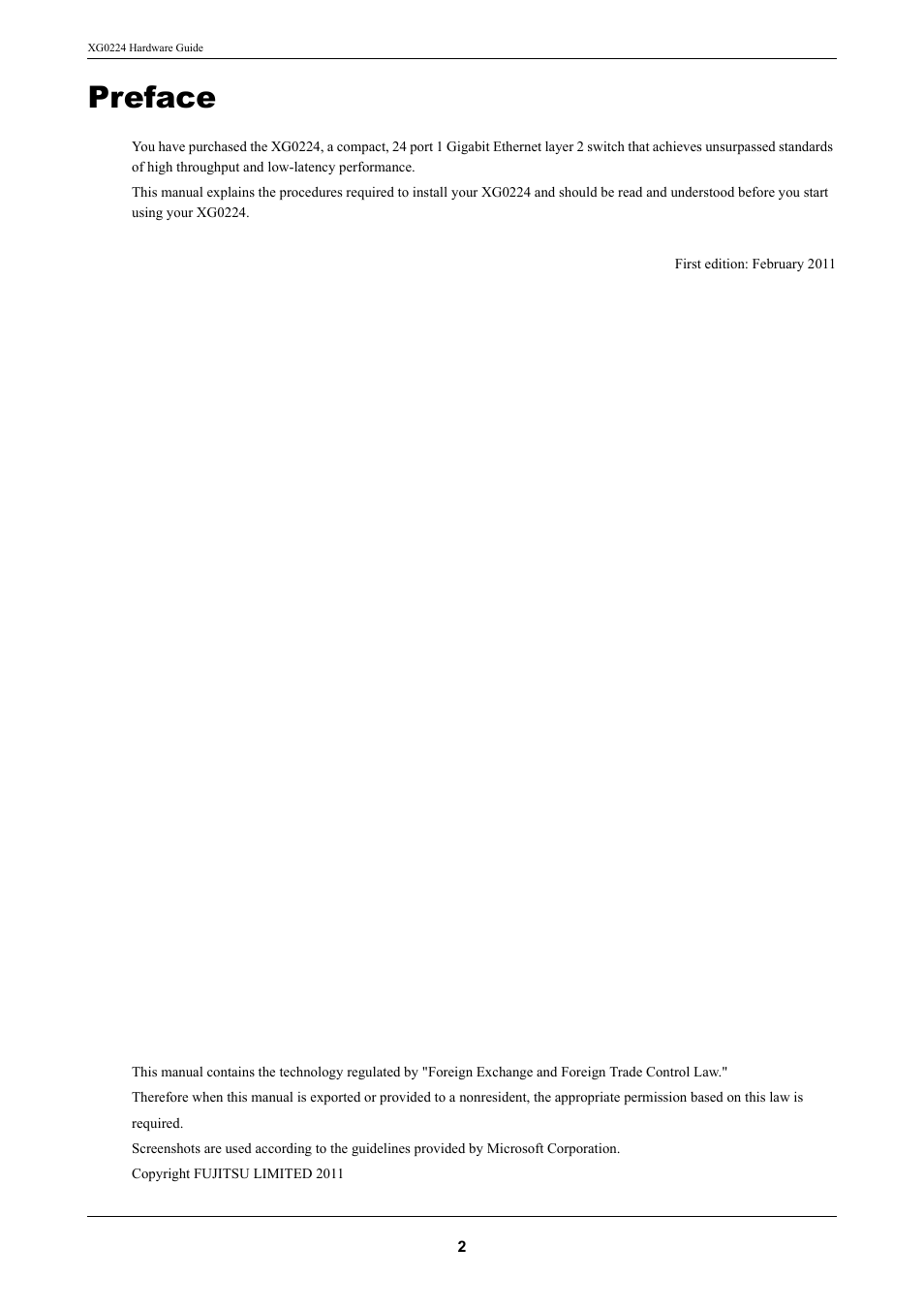 Preface | FUJITSU XG0224 User Manual | Page 2 / 47