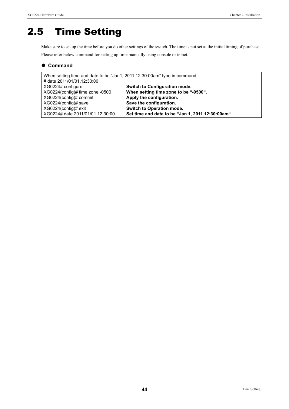 5 time setting, Time setting | FUJITSU XG0224 User Manual | Page 44 / 47