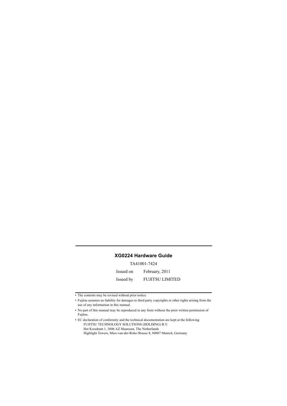 FUJITSU XG0224 User Manual | Page 47 / 47