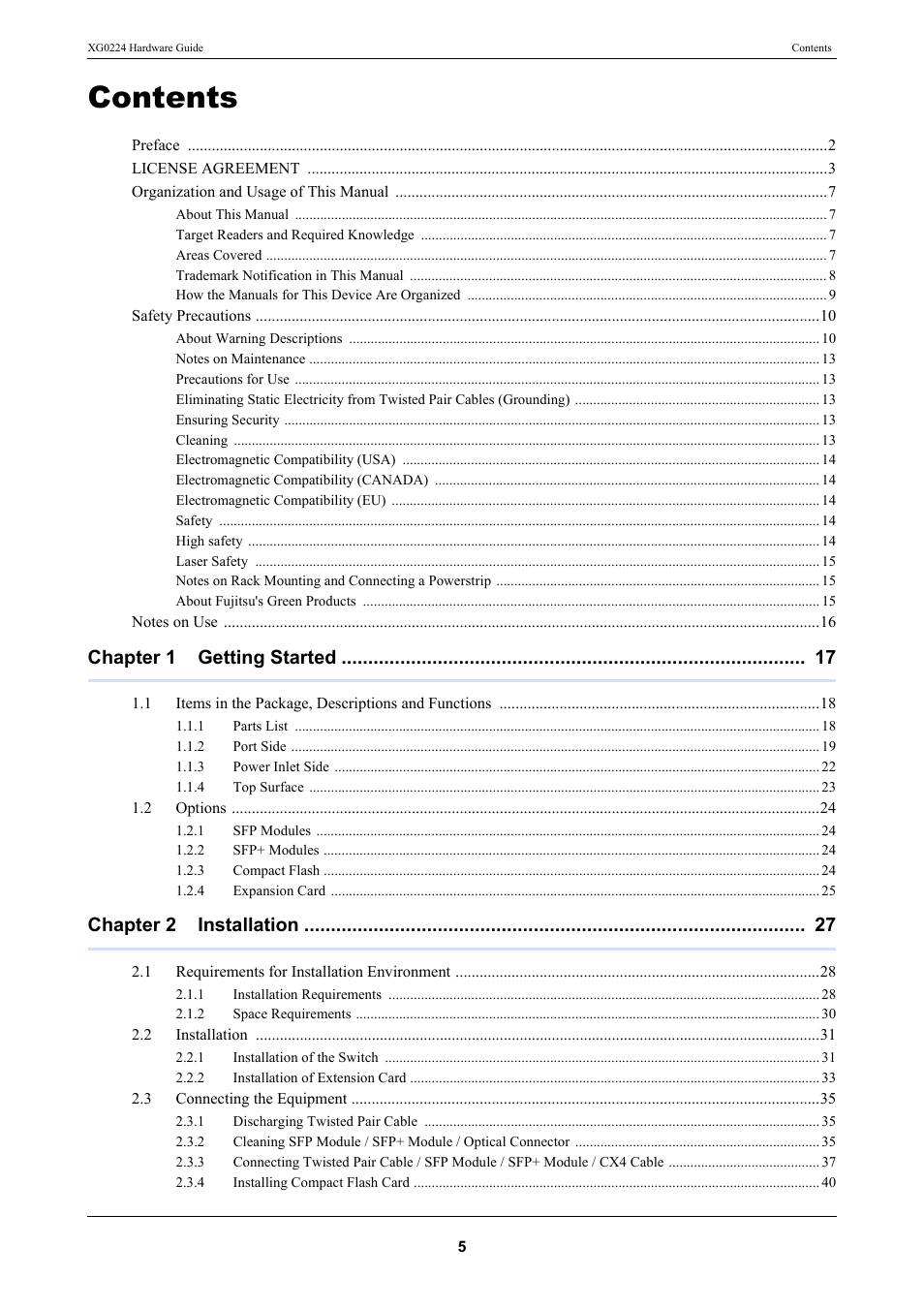 FUJITSU XG0224 User Manual | Page 5 / 47