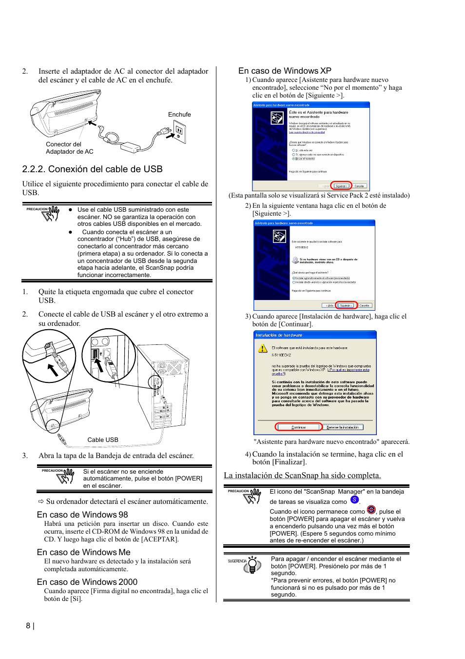 Conexión del cable de usb | FUJITSU fi-5110EOX2 User Manual | Page 112 / 130