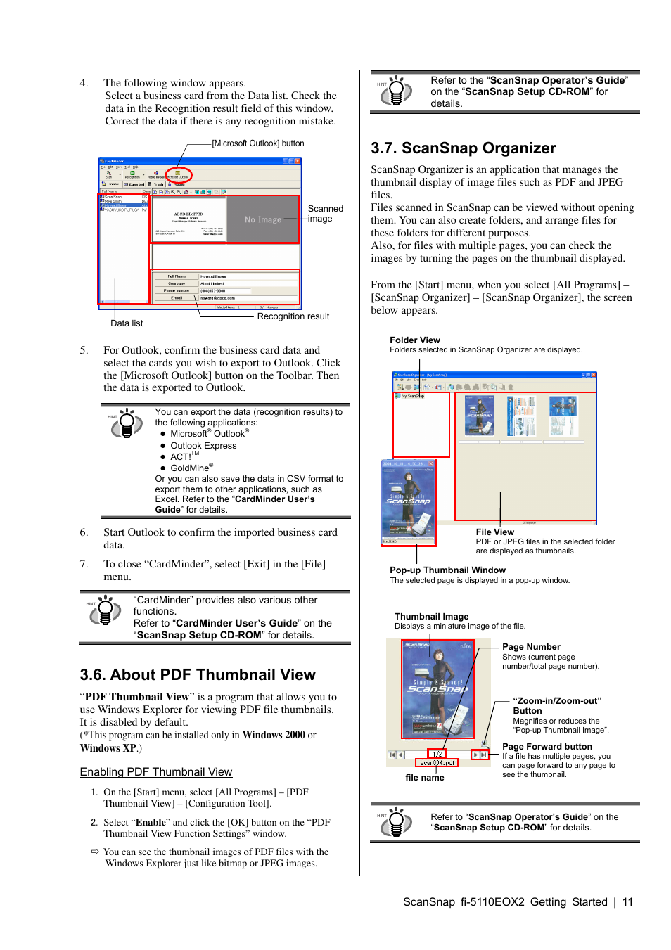 About pdf thumbnail view, Scansnap organizer | FUJITSU fi-5110EOX2 User Manual | Page 15 / 130
