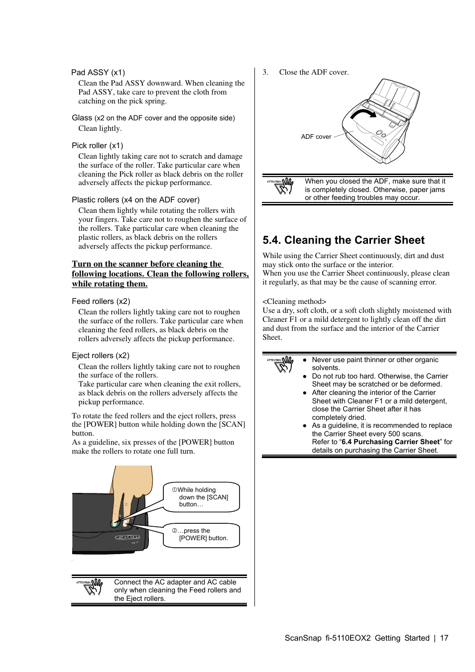 Cleaning the carrier sheet | FUJITSU fi-5110EOX2 User Manual | Page 21 / 130