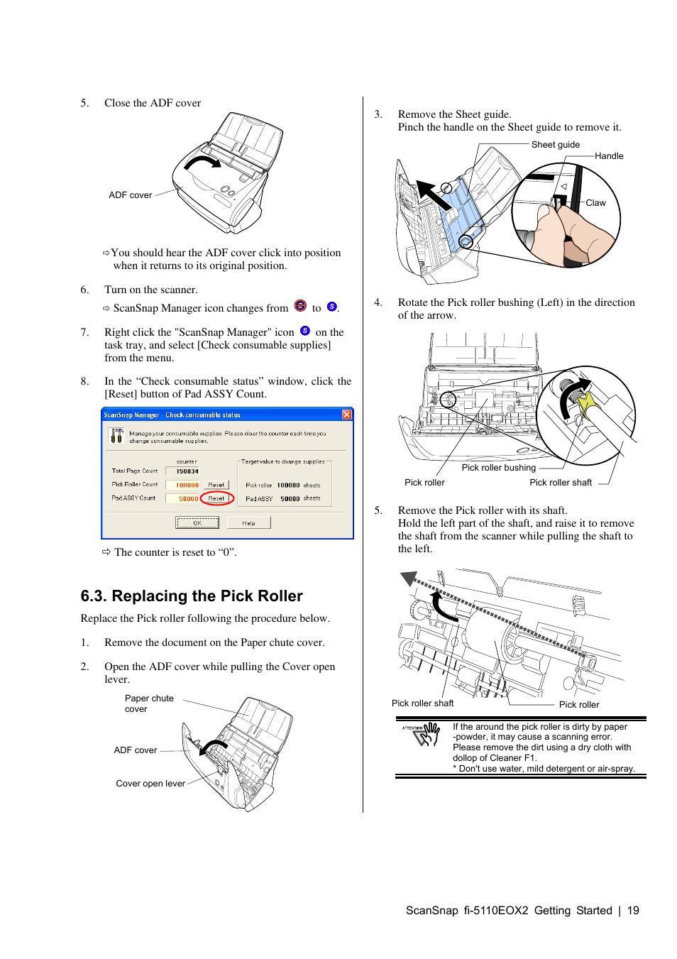Replacing the pick roller | FUJITSU fi-5110EOX2 User Manual | Page 23 / 130