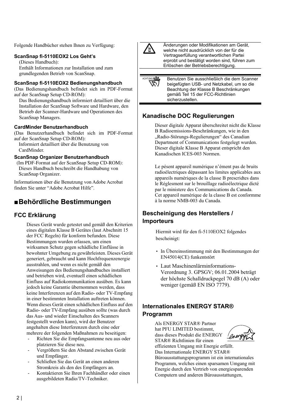 Behördliche bestimmungen | FUJITSU fi-5110EOX2 User Manual | Page 56 / 130