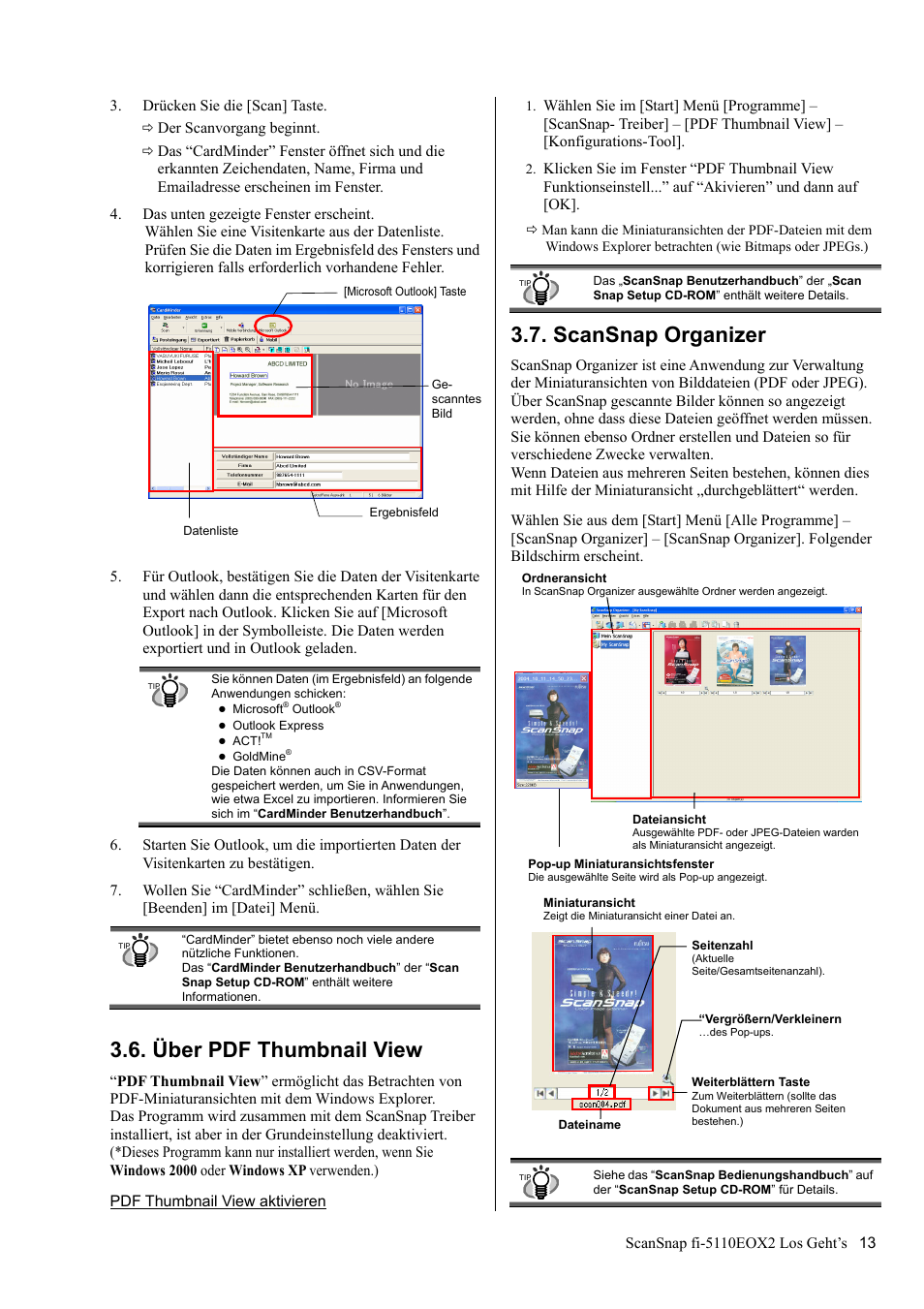 Über pdf thumbnail view, Scansnap organizer | FUJITSU fi-5110EOX2 User Manual | Page 67 / 130