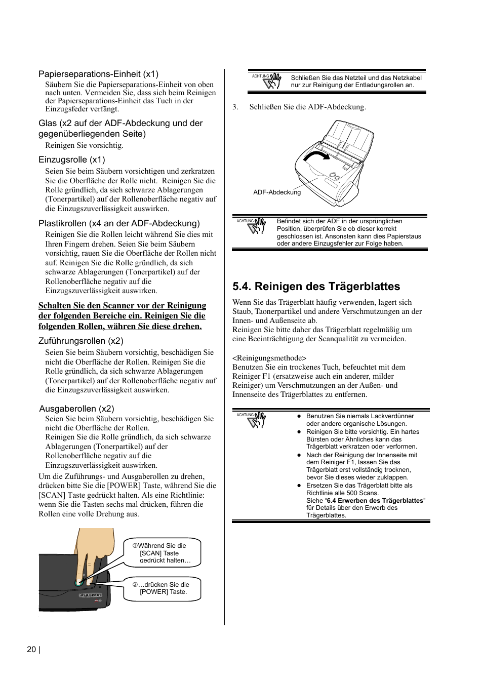 Reinigen des trägerblattes | FUJITSU fi-5110EOX2 User Manual | Page 74 / 130