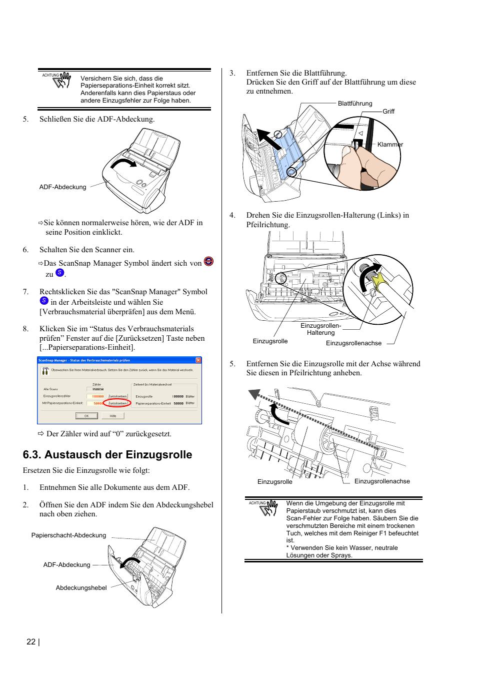 Austausch der einzugsrolle | FUJITSU fi-5110EOX2 User Manual | Page 76 / 130