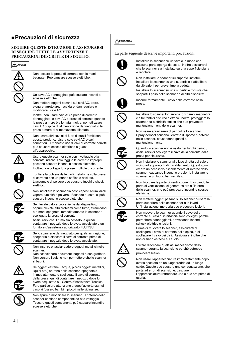 Precauzioni di sicurezza | FUJITSU fi-5110EOX2 User Manual | Page 84 / 130
