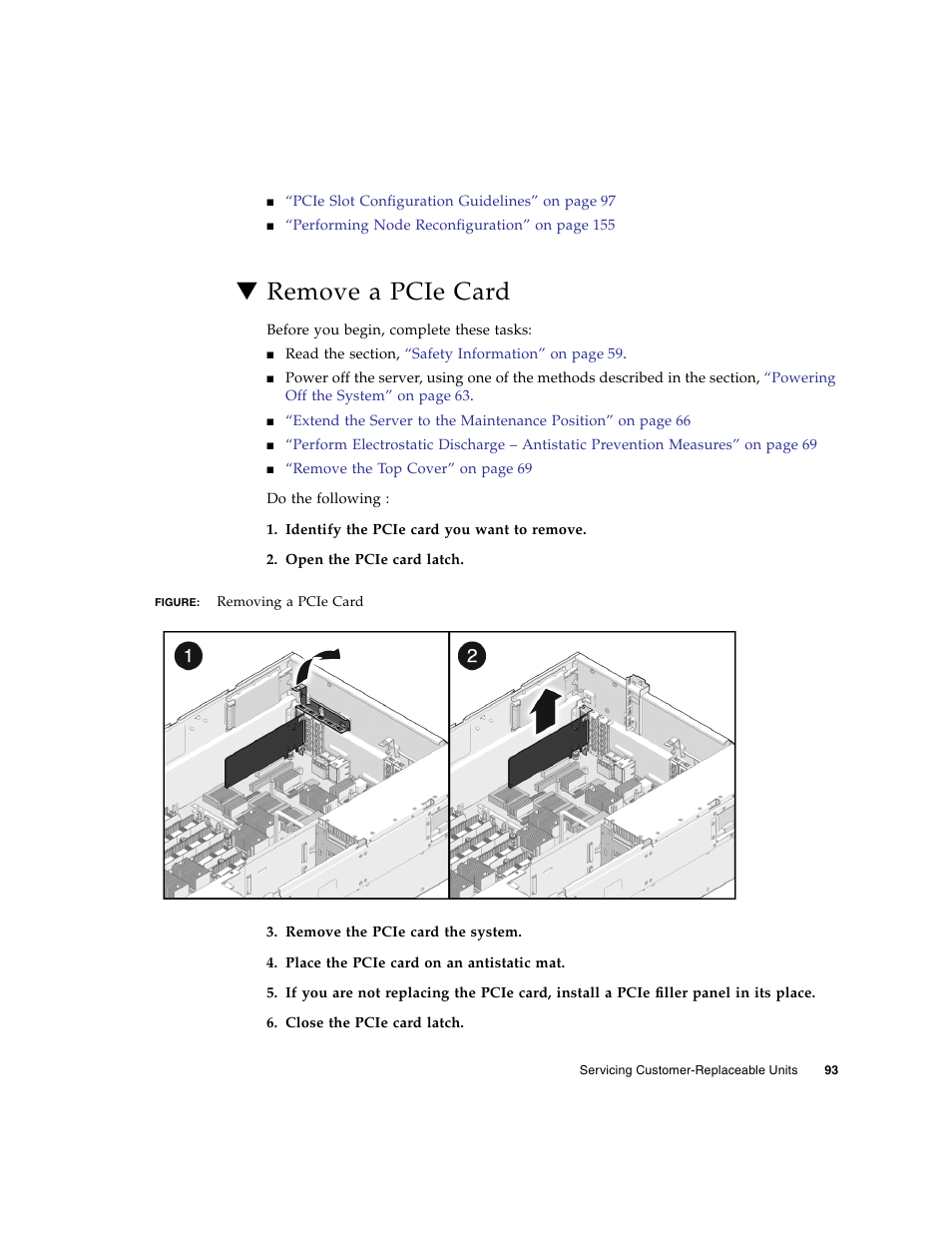 Remove a pcie card | FUJITSU SPARC T5440 User Manual | Page 119 / 214