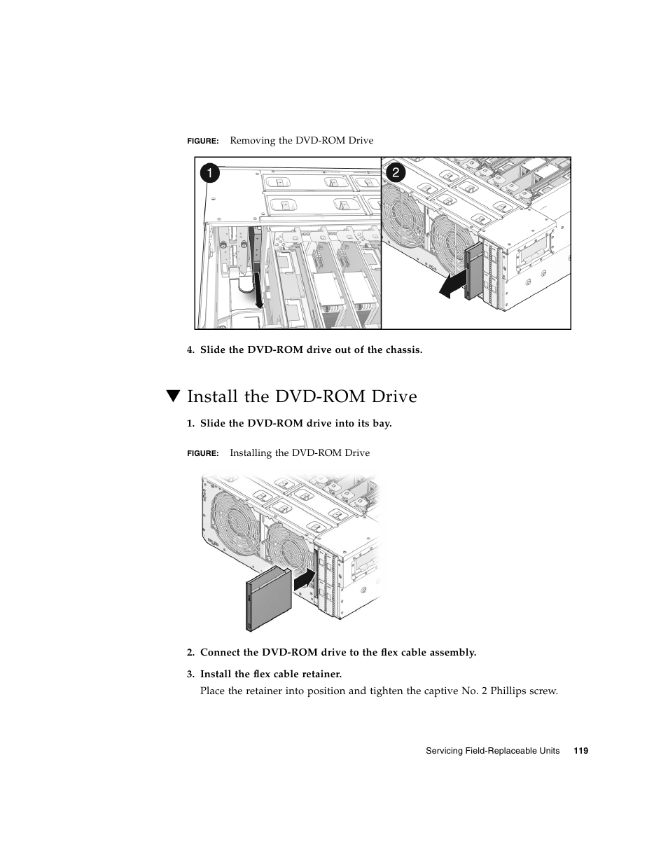 Install the dvd-rom drive | FUJITSU SPARC T5440 User Manual | Page 145 / 214