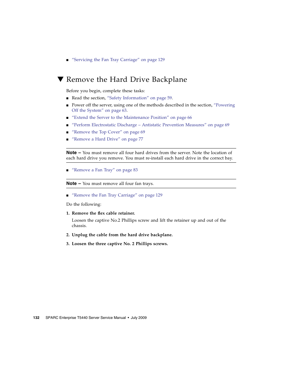 Remove the hard drive backplane | FUJITSU SPARC T5440 User Manual | Page 158 / 214