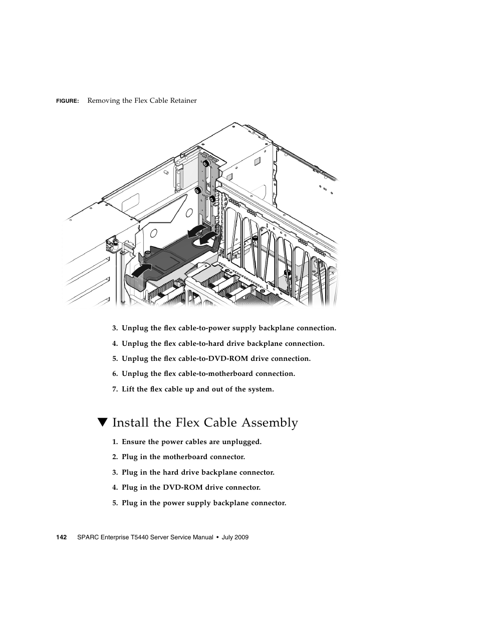 Install the flex cable assembly | FUJITSU SPARC T5440 User Manual | Page 168 / 214