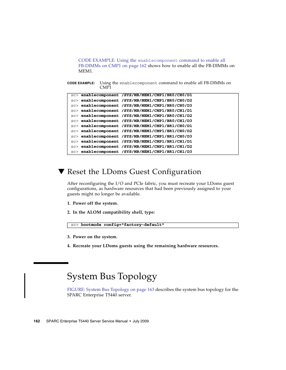 Reset the ldoms guest configuration, System bus topology | FUJITSU SPARC T5440 User Manual | Page 188 / 214