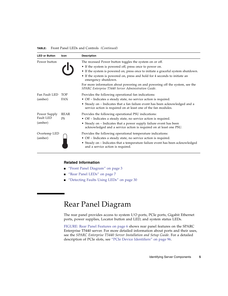 Related information, Rear panel diagram | FUJITSU SPARC T5440 User Manual | Page 31 / 214