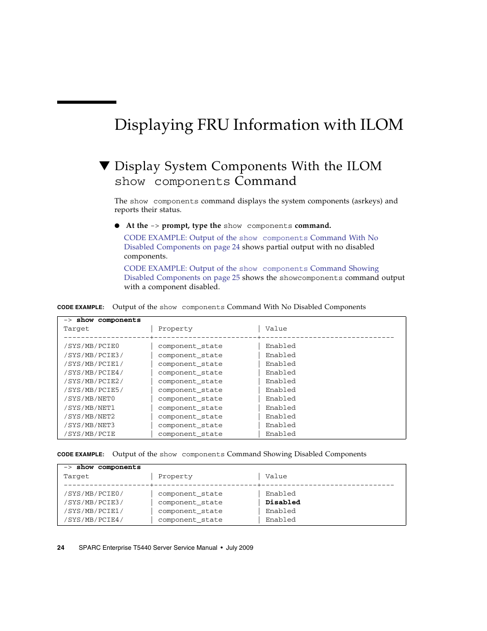 Displaying fru information with ilom | FUJITSU SPARC T5440 User Manual | Page 50 / 214
