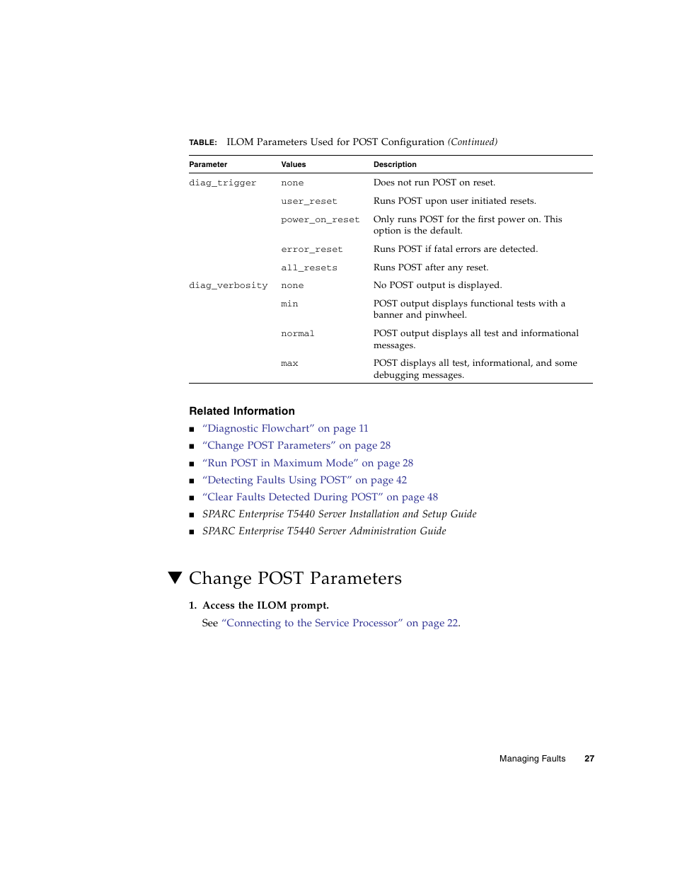 Related information, Change post parameters | FUJITSU SPARC T5440 User Manual | Page 53 / 214