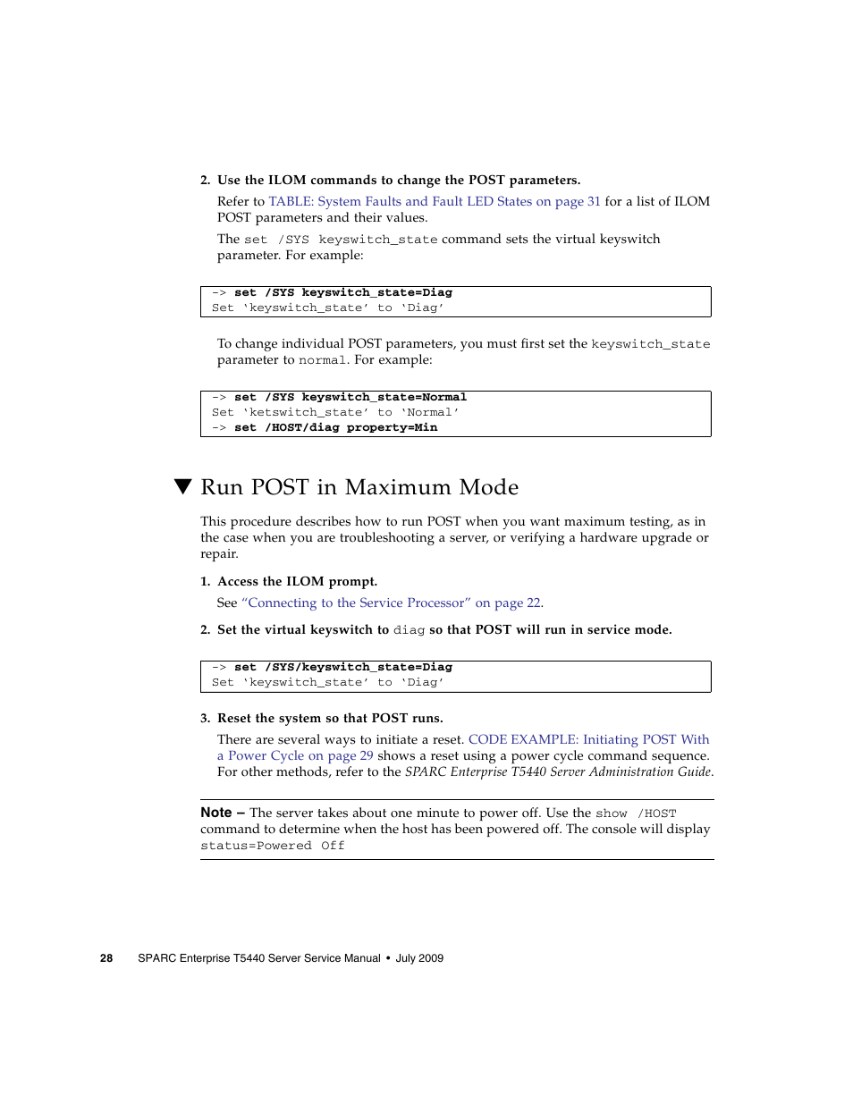 Run post in maximum mode | FUJITSU SPARC T5440 User Manual | Page 54 / 214