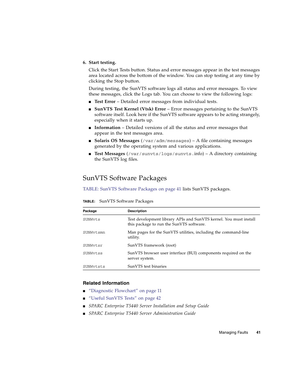 Sunvts software packages, Related information | FUJITSU SPARC T5440 User Manual | Page 67 / 214