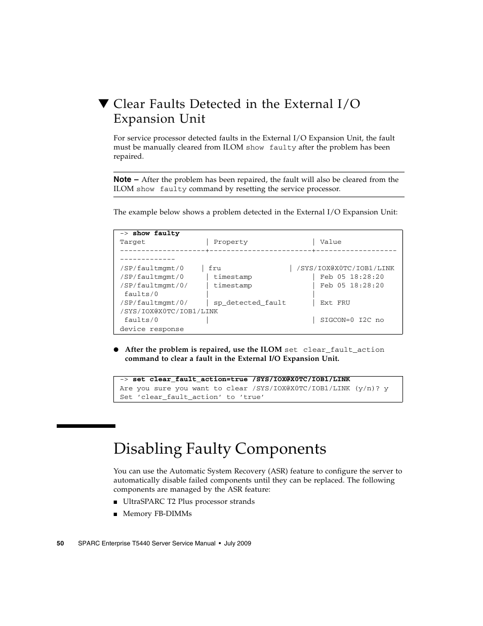 Disabling faulty components | FUJITSU SPARC T5440 User Manual | Page 76 / 214