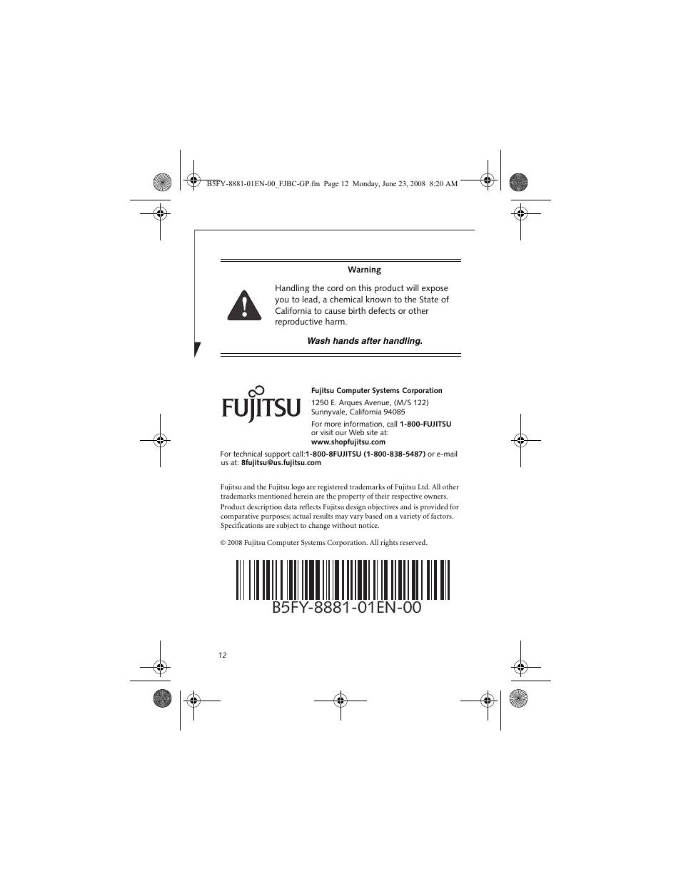 FUJITSU FJBC-GP User Manual | Page 12 / 12