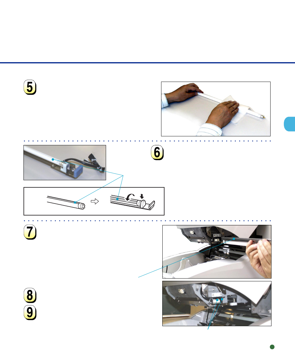 Clear portion, Guide grooves (one hidden) rail, Front-side lamp | FUJITSU M4099D User Manual | Page 32 / 69