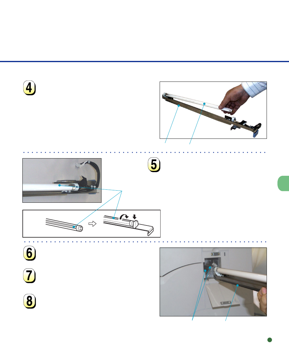 Connect the connector of the back-side lamp unit, Back-side lamp | FUJITSU M4099D User Manual | Page 40 / 69