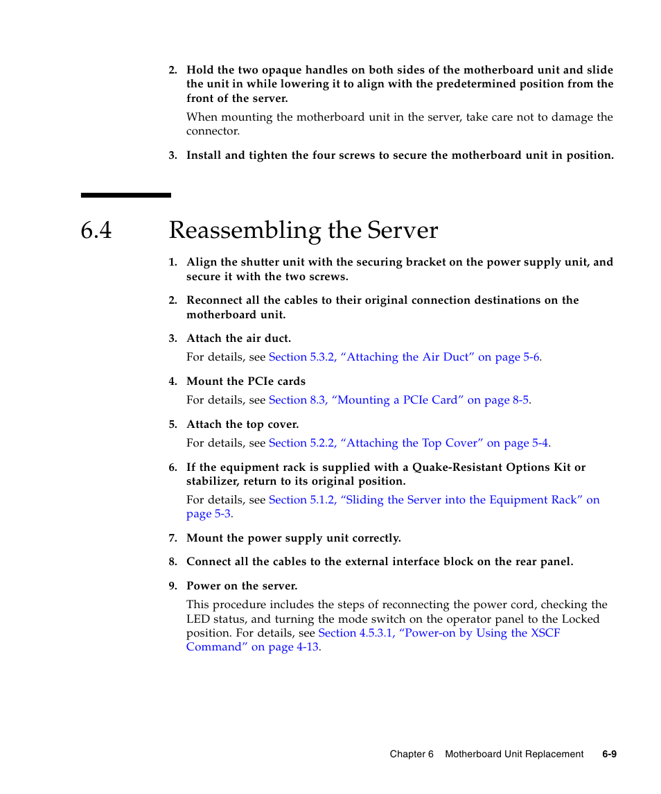 4 reassembling the server, Reassembling the server | FUJITSU M3000 User Manual | Page 103 / 198