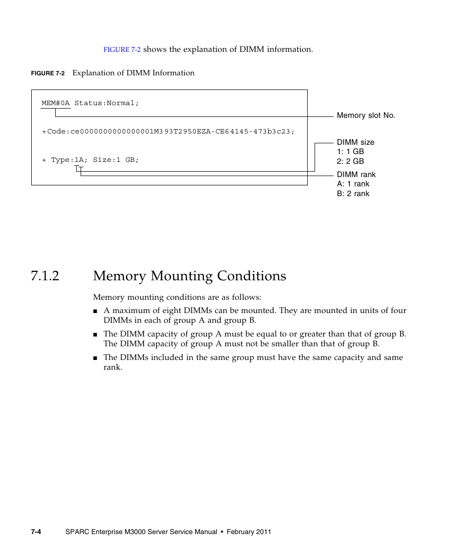 2 memory mounting conditions, Memory mounting conditions | FUJITSU M3000 User Manual | Page 108 / 198