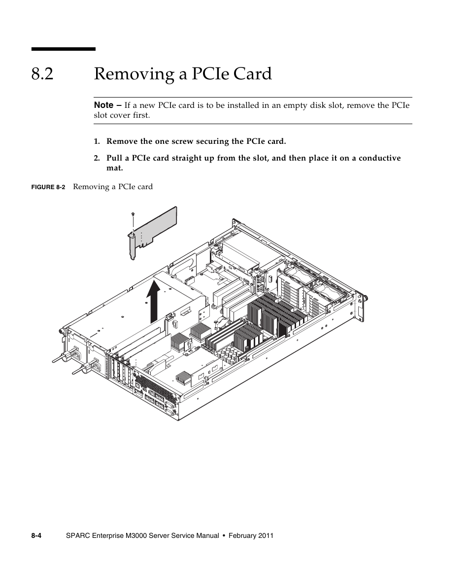 2 removing a pcie card, Removing a pcie card | FUJITSU M3000 User Manual | Page 118 / 198