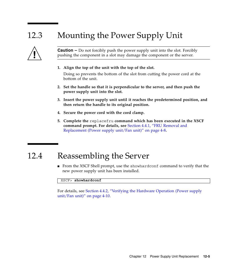 3 mounting the power supply unit, 4 reassembling the server, Mounting the power supply unit | Reassembling the server | FUJITSU M3000 User Manual | Page 145 / 198