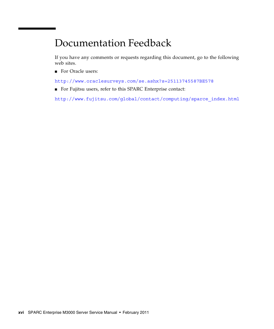 Documentation feedback | FUJITSU M3000 User Manual | Page 16 / 198