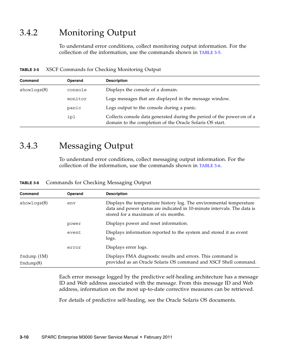 2 monitoring output, 3 messaging output, Monitoring output | Messaging output | FUJITSU M3000 User Manual | Page 48 / 198