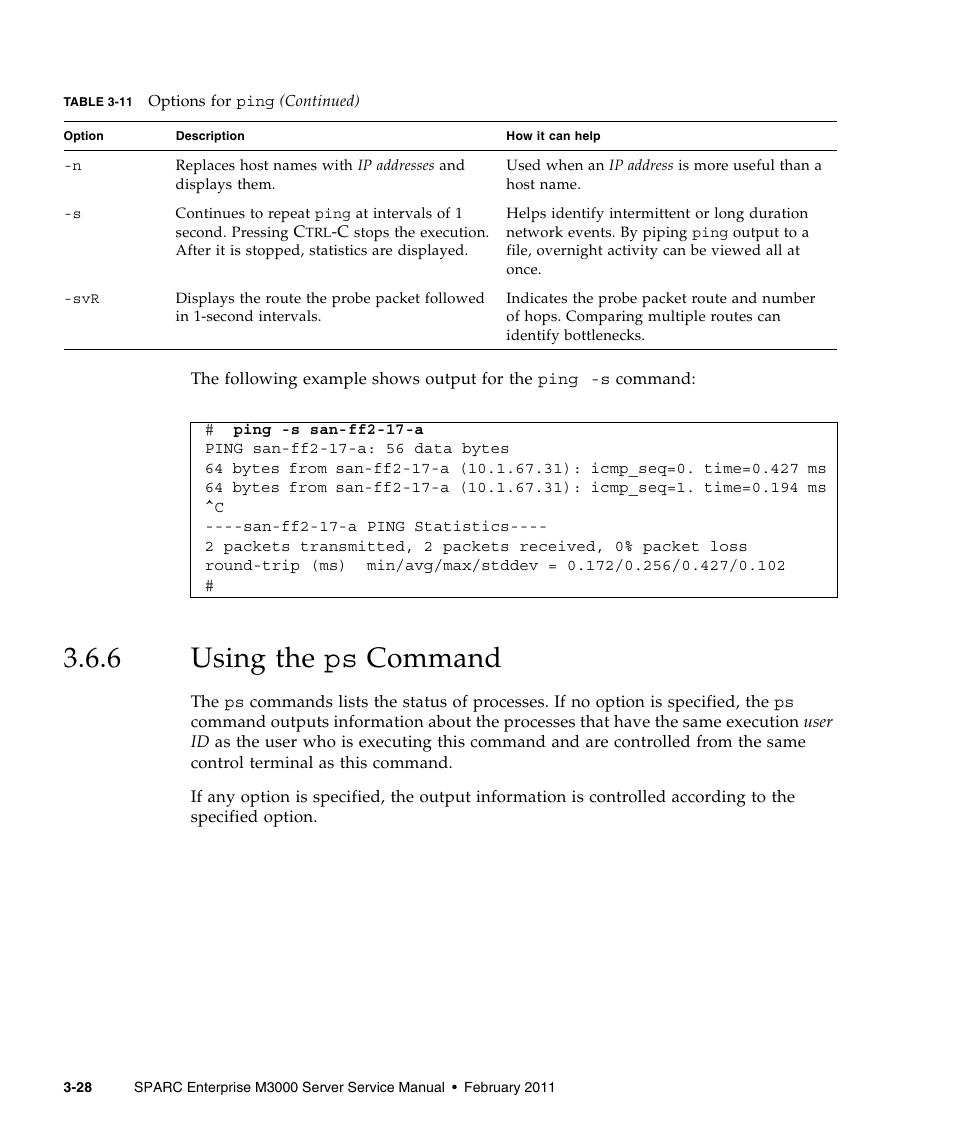 6 using the ps command, Using the ps command | FUJITSU M3000 User Manual | Page 66 / 198