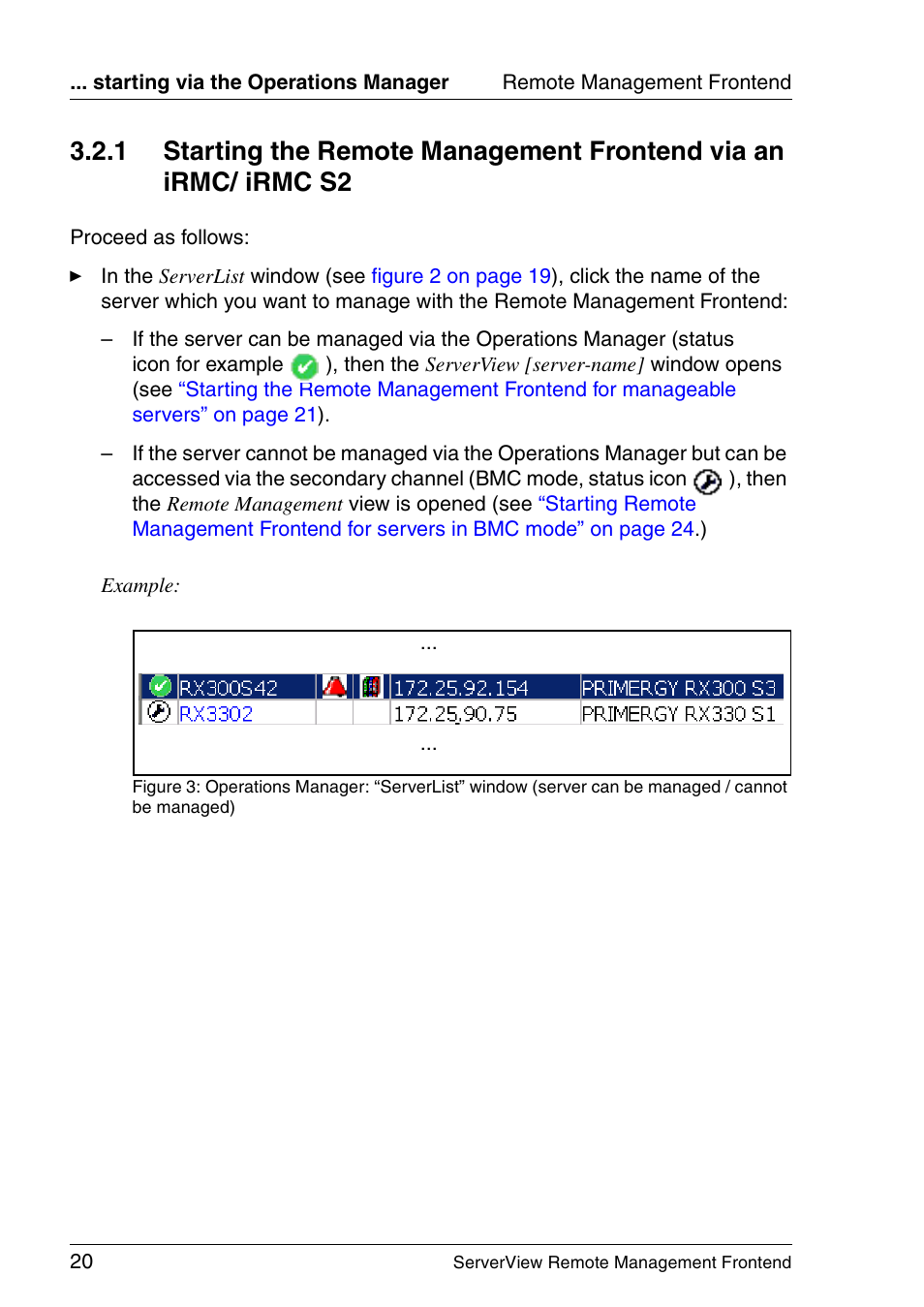 Section “starting the | FUJITSU Primergy ServerView Suite ServerView Remote Management Frontend V4.90 User Manual | Page 20 / 62