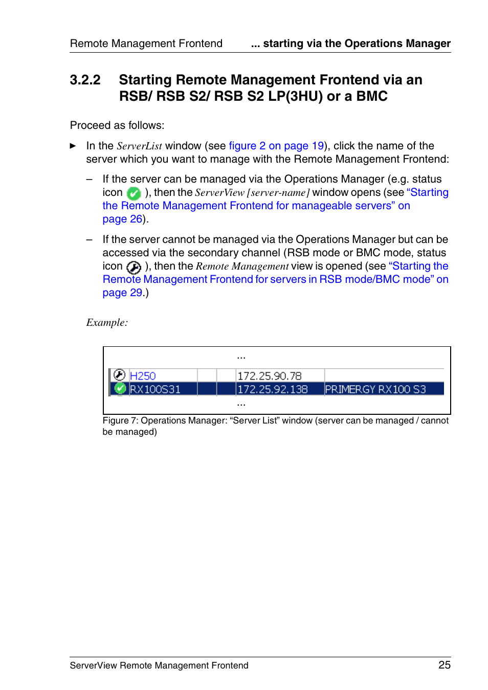 Section “starting remote | FUJITSU Primergy ServerView Suite ServerView Remote Management Frontend V4.90 User Manual | Page 25 / 62