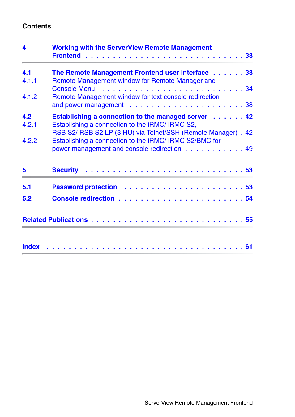 FUJITSU Primergy ServerView Suite ServerView Remote Management Frontend V4.90 User Manual | Page 4 / 62