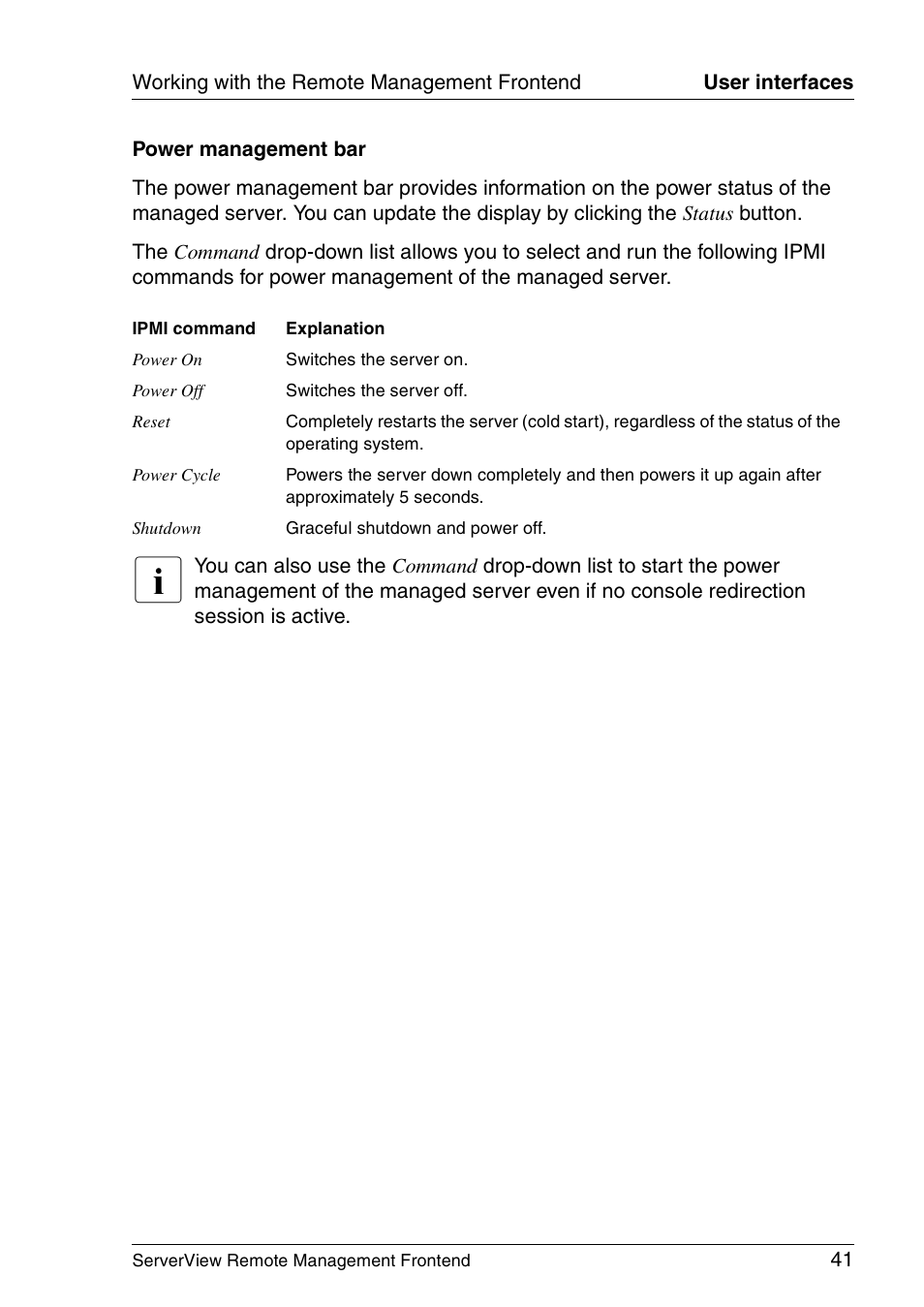 FUJITSU Primergy ServerView Suite ServerView Remote Management Frontend V4.90 User Manual | Page 41 / 62
