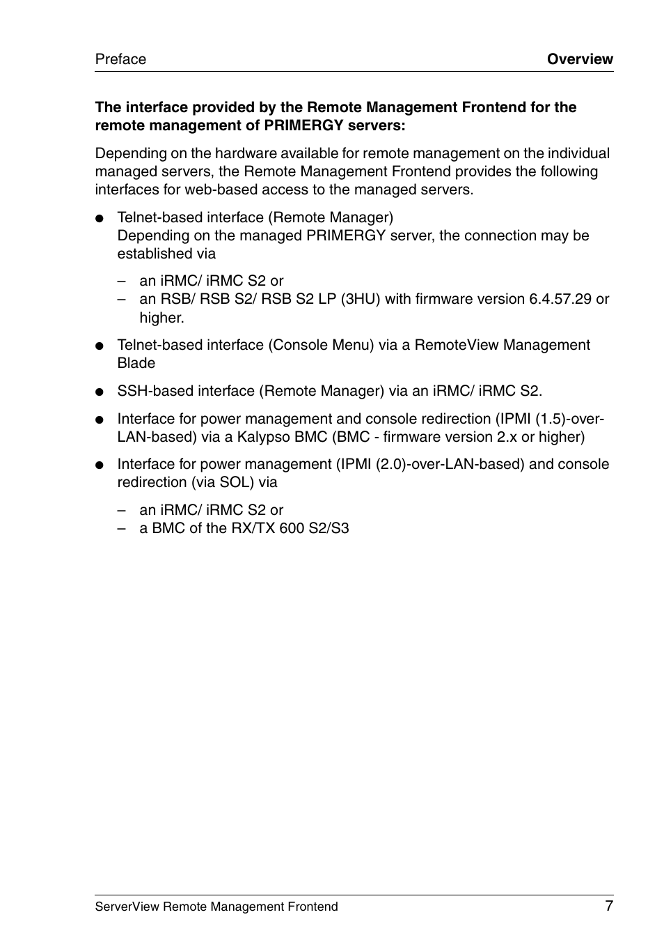 FUJITSU Primergy ServerView Suite ServerView Remote Management Frontend V4.90 User Manual | Page 7 / 62