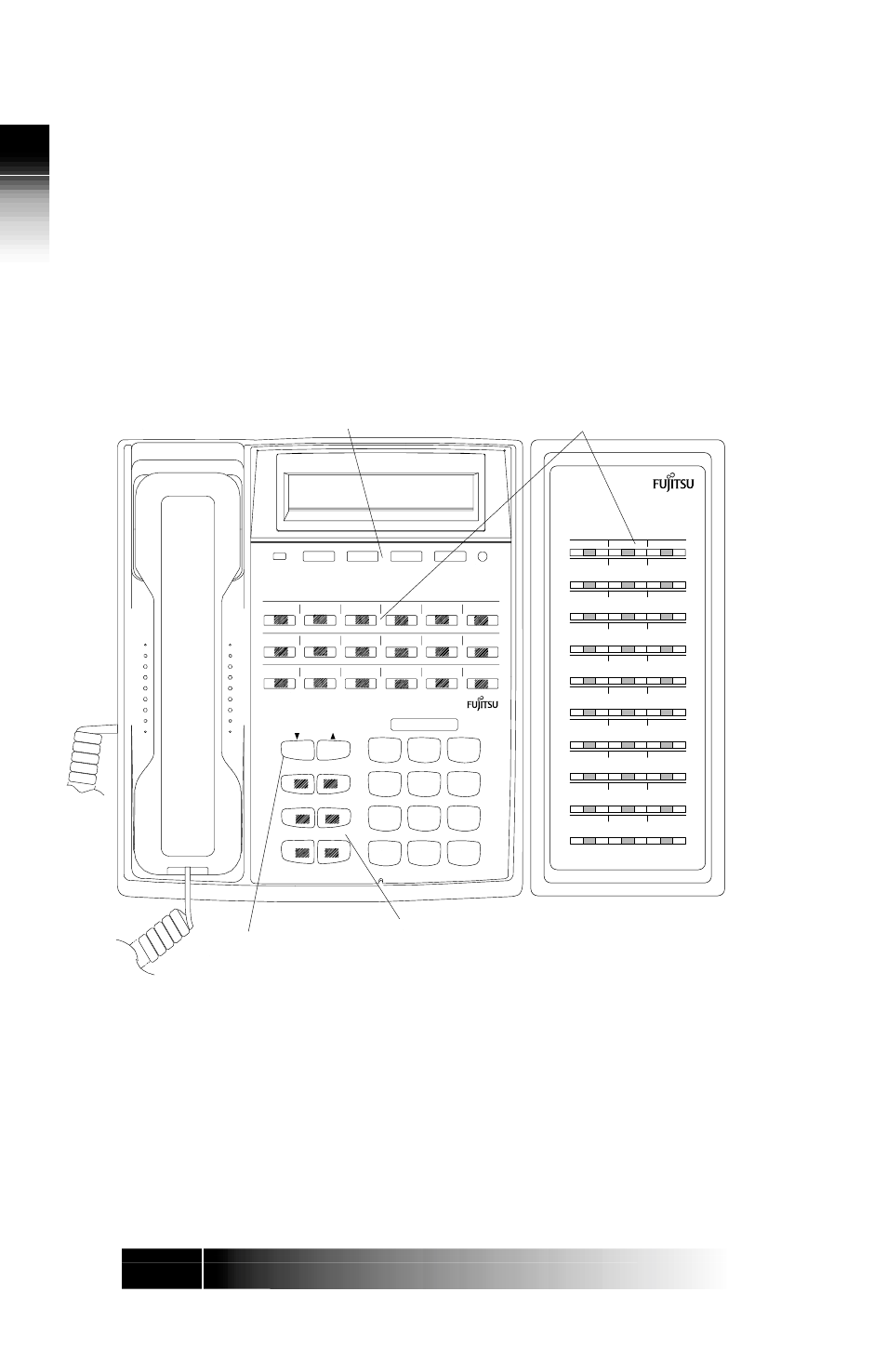 Ni / 5e custom t e rm inal over view, Function keys optional abm volume/contrast buttons, Multifunction buttons softkeys | Srs-9924-abm | FUJITSU SRS-9924-ABM User Manual | Page 14 / 115