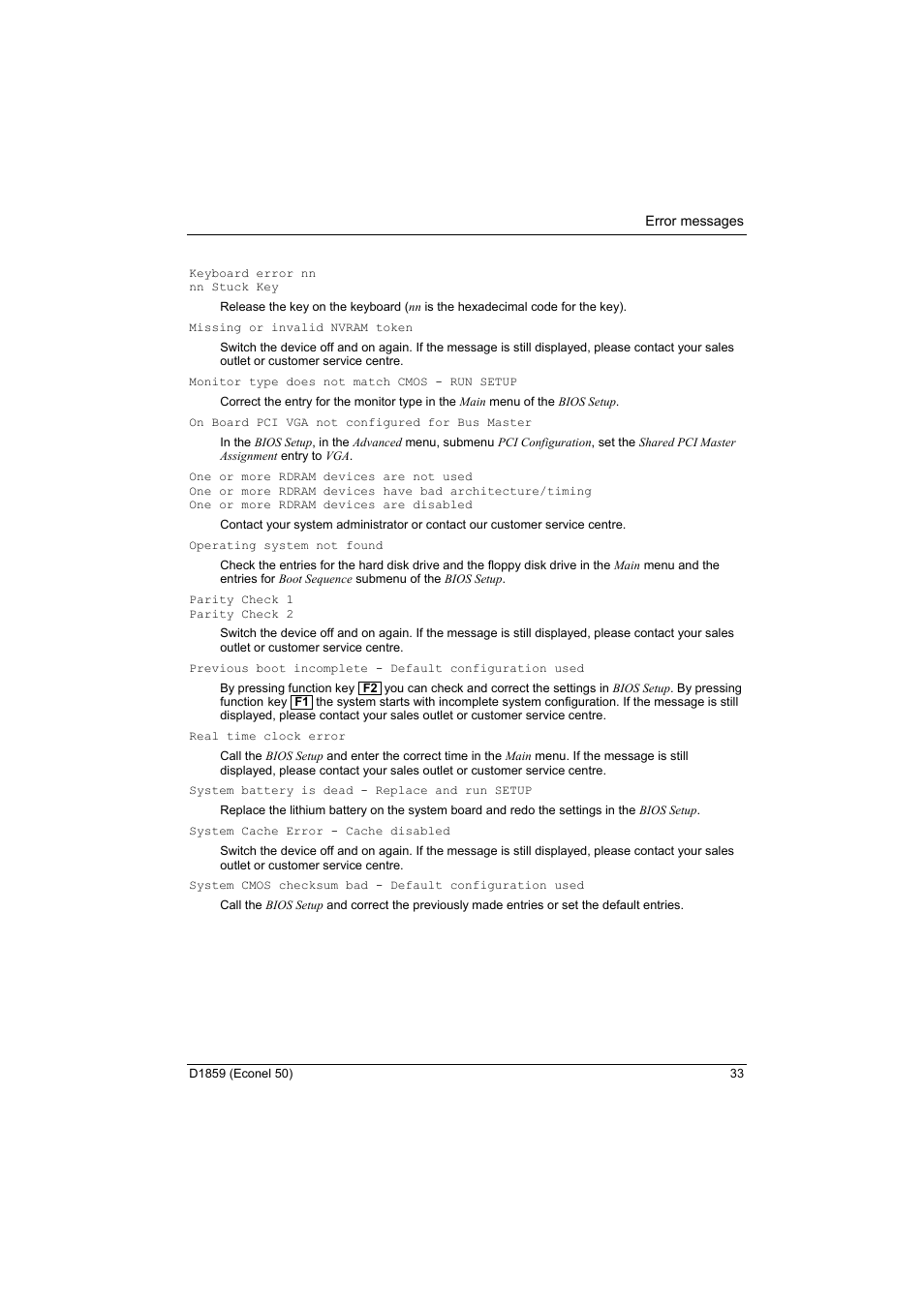 FUJITSU RELIABILITY D1859 User Manual | Page 39 / 42