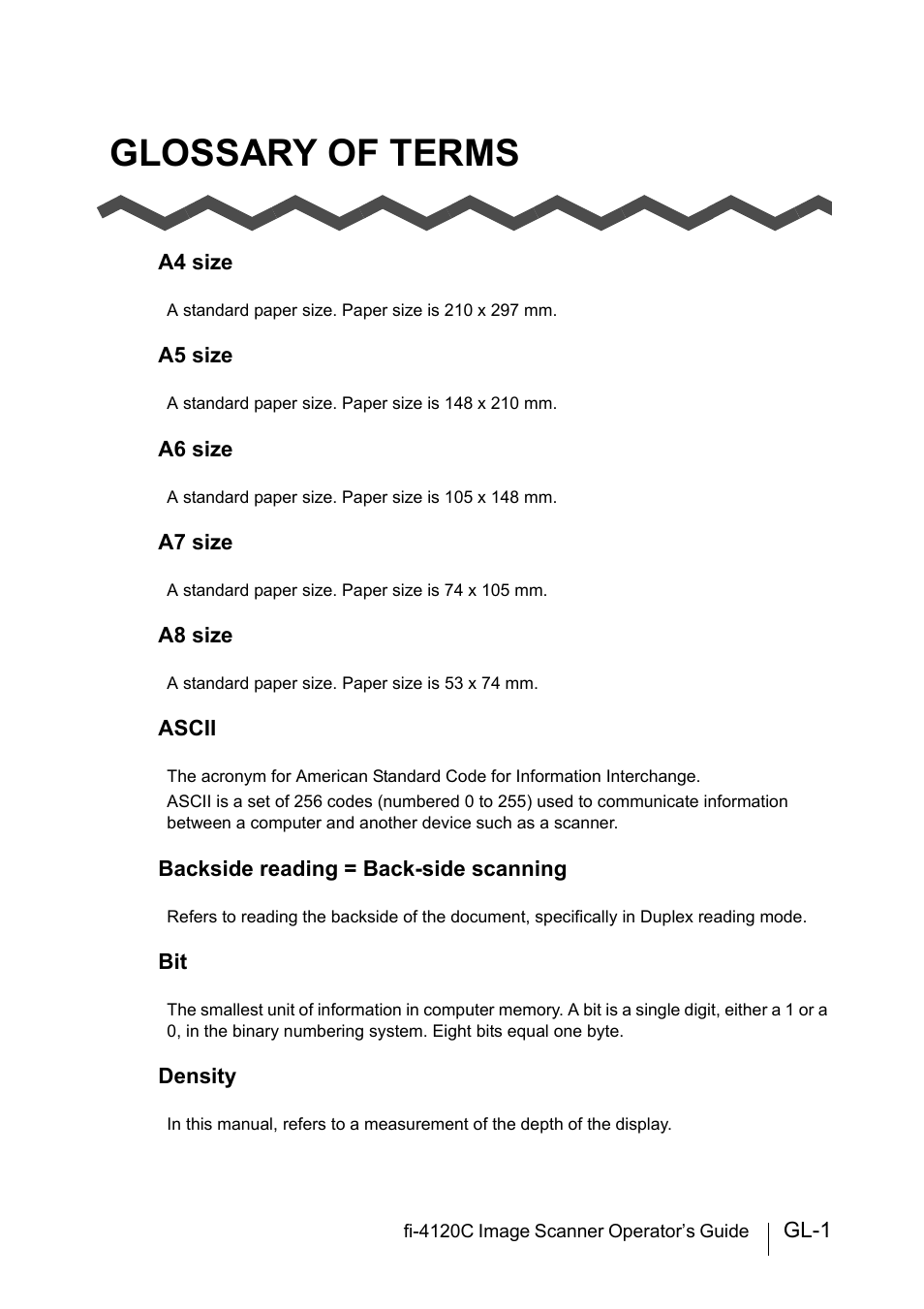 Glossary of terms | FUJITSU Image Scanner fi-4120C User Manual | Page 113 / 121