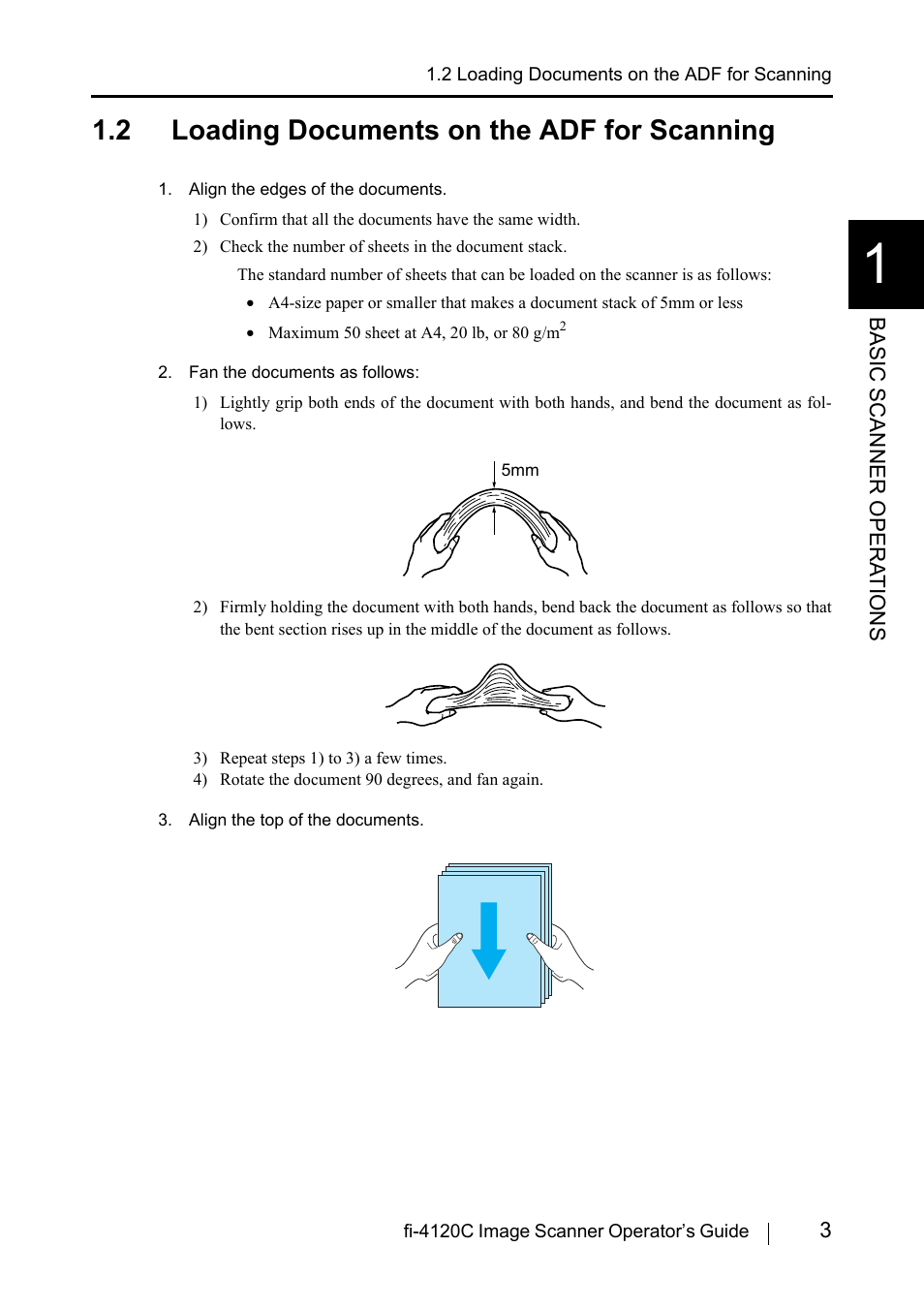 2 loading documents on the adf for scanning | FUJITSU Image Scanner fi-4120C User Manual | Page 19 / 121