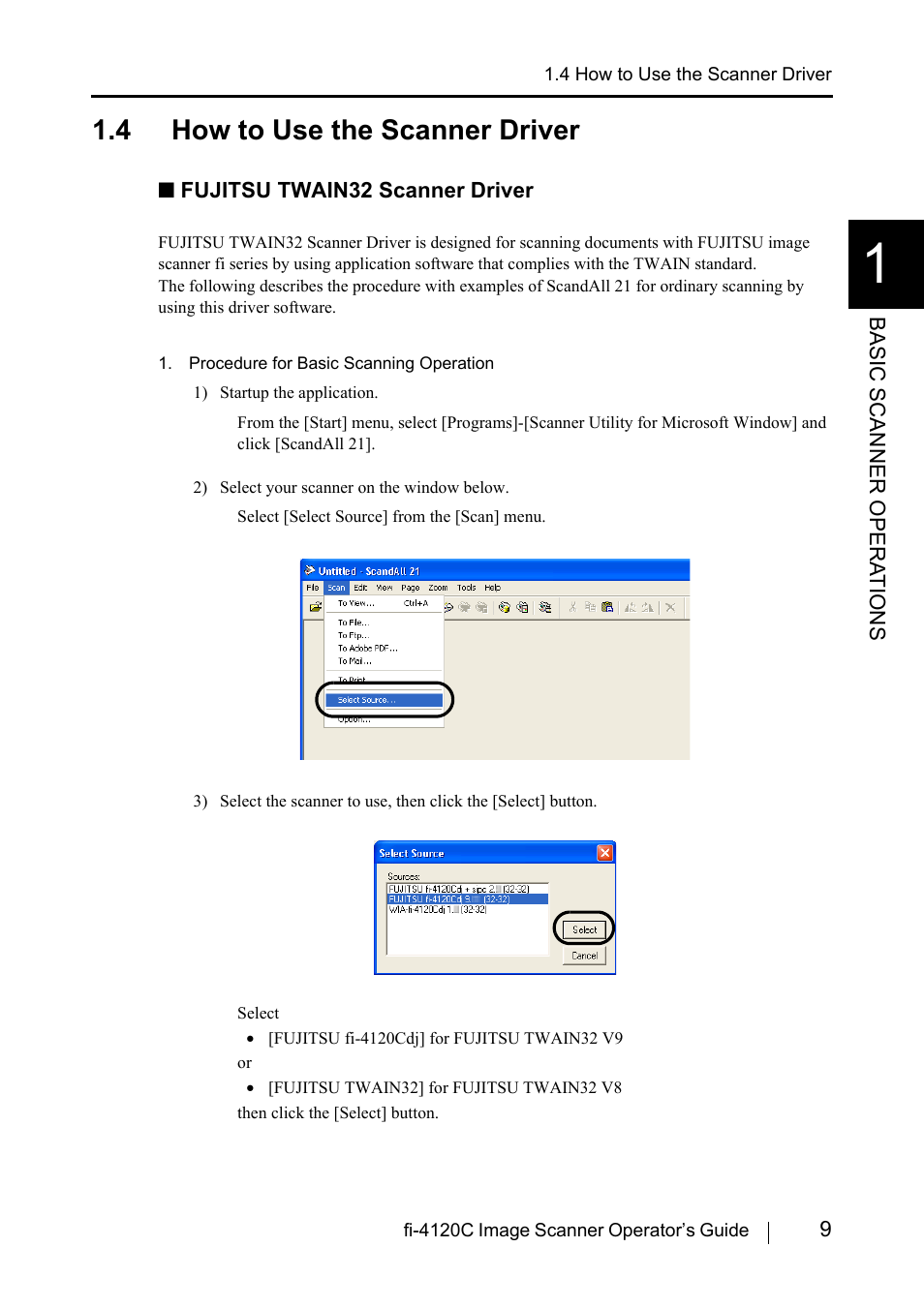 4 how to use the scanner driver | FUJITSU Image Scanner fi-4120C User Manual | Page 25 / 121