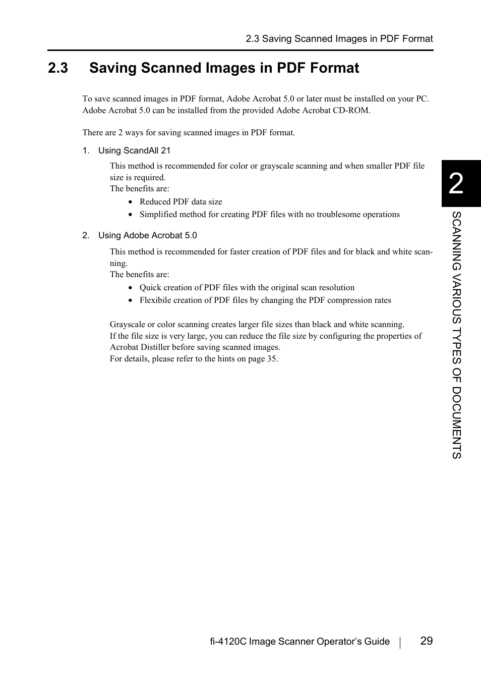 3 saving scanned images in pdf format | FUJITSU Image Scanner fi-4120C User Manual | Page 45 / 121