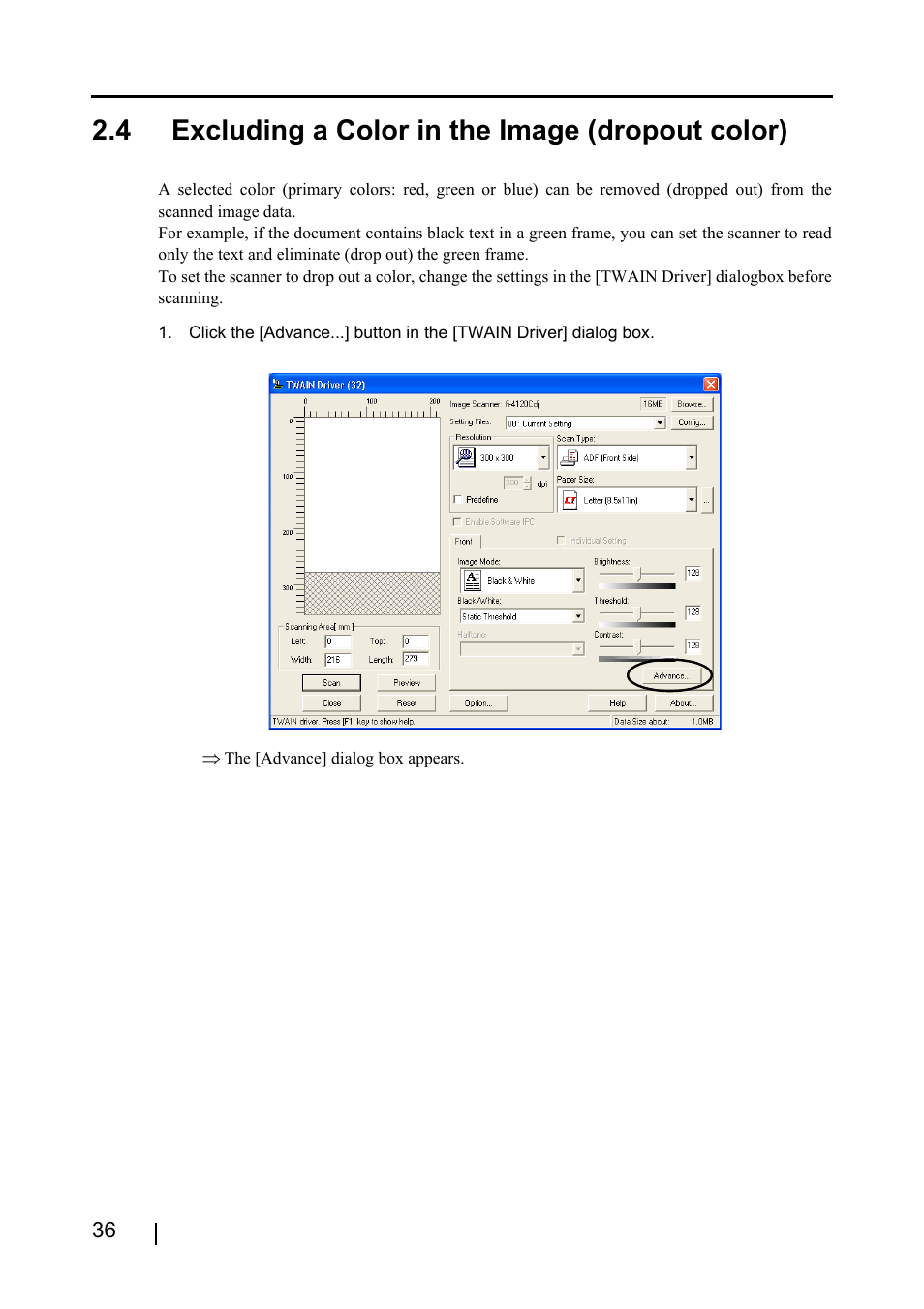 4 excluding a color in the image (dropout color) | FUJITSU Image Scanner fi-4120C User Manual | Page 52 / 121