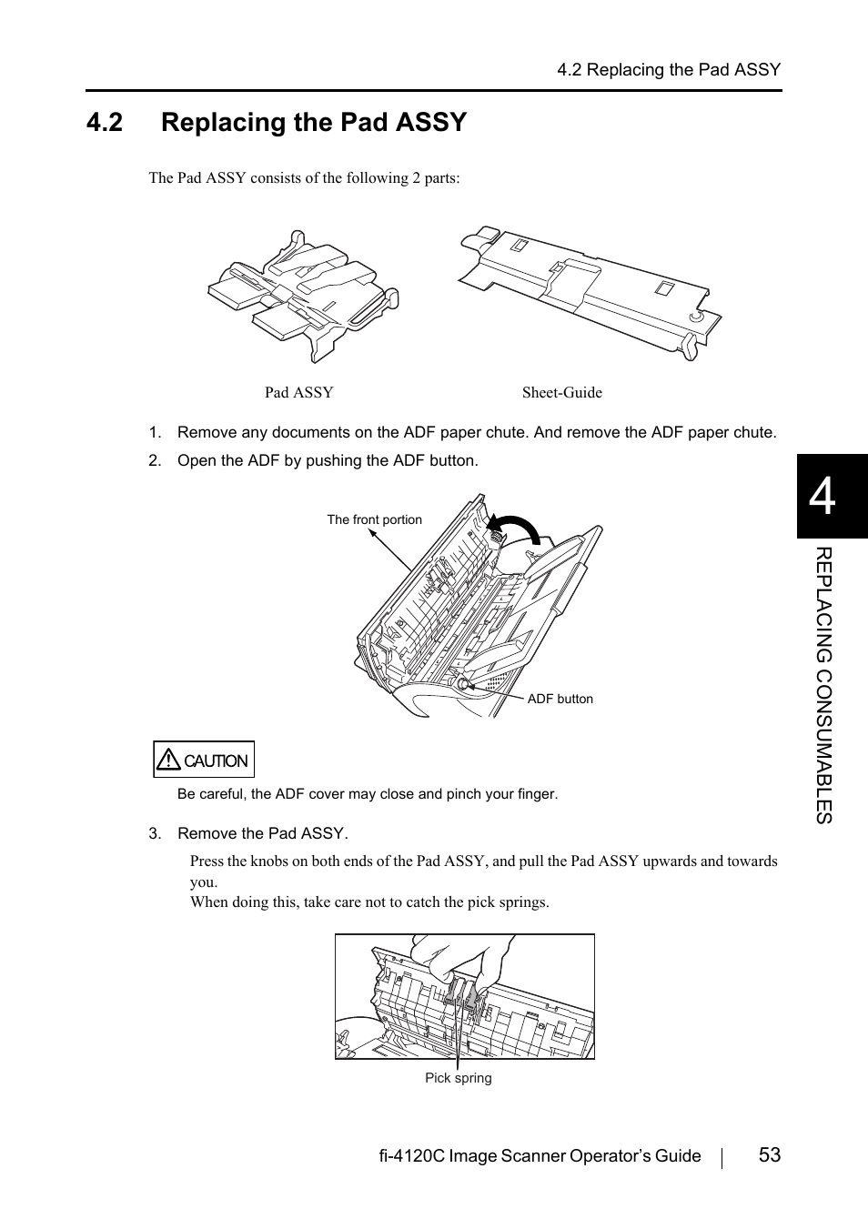 2 replacing the pad assy | FUJITSU Image Scanner fi-4120C User Manual | Page 69 / 121