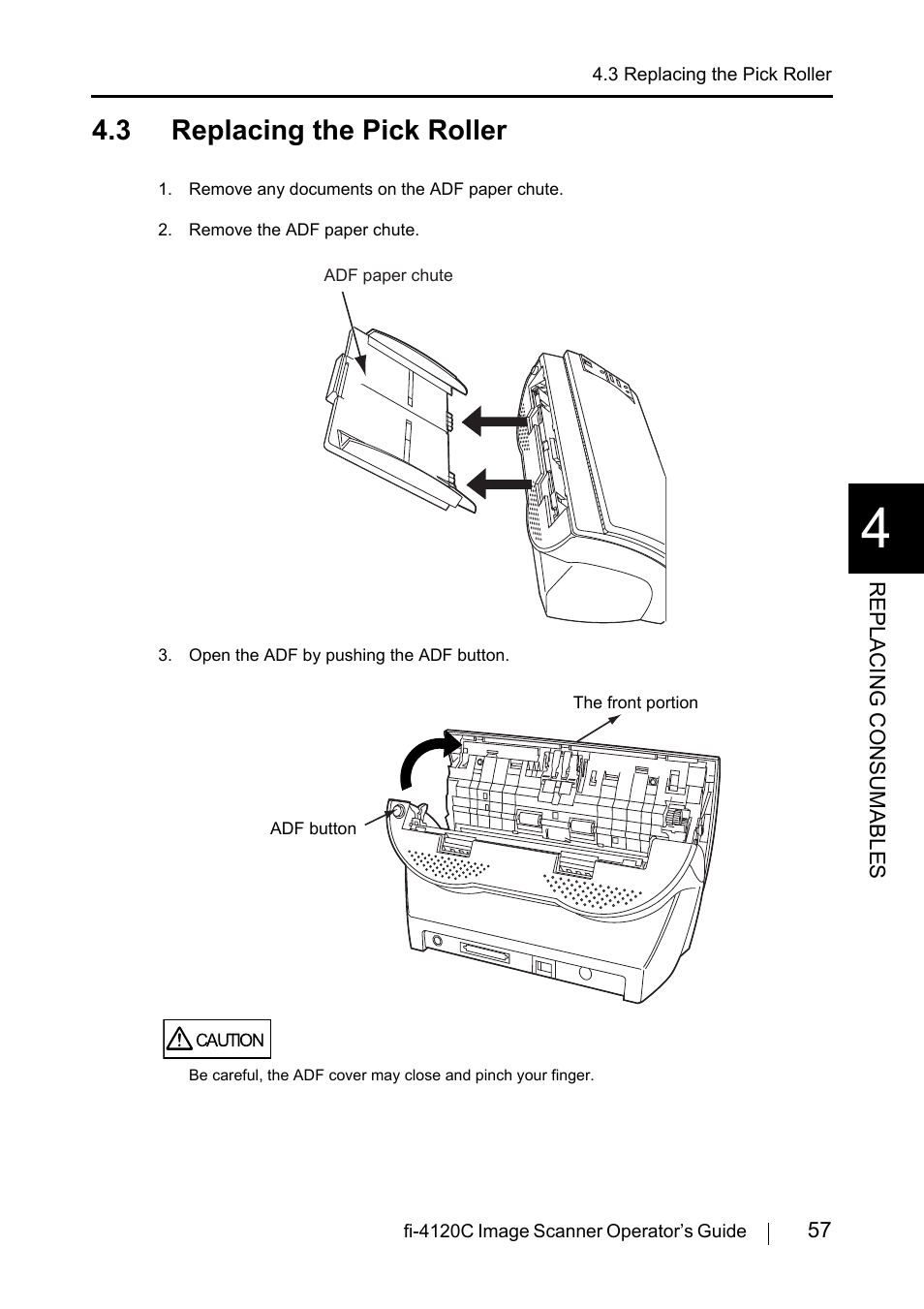 3 replacing the pick roller | FUJITSU Image Scanner fi-4120C User Manual | Page 73 / 121